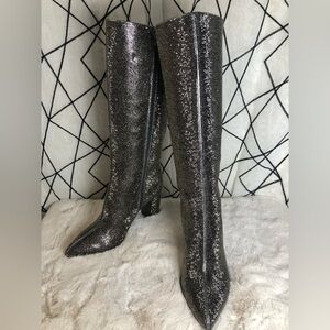 INC Pewter Crystal Knee Boot